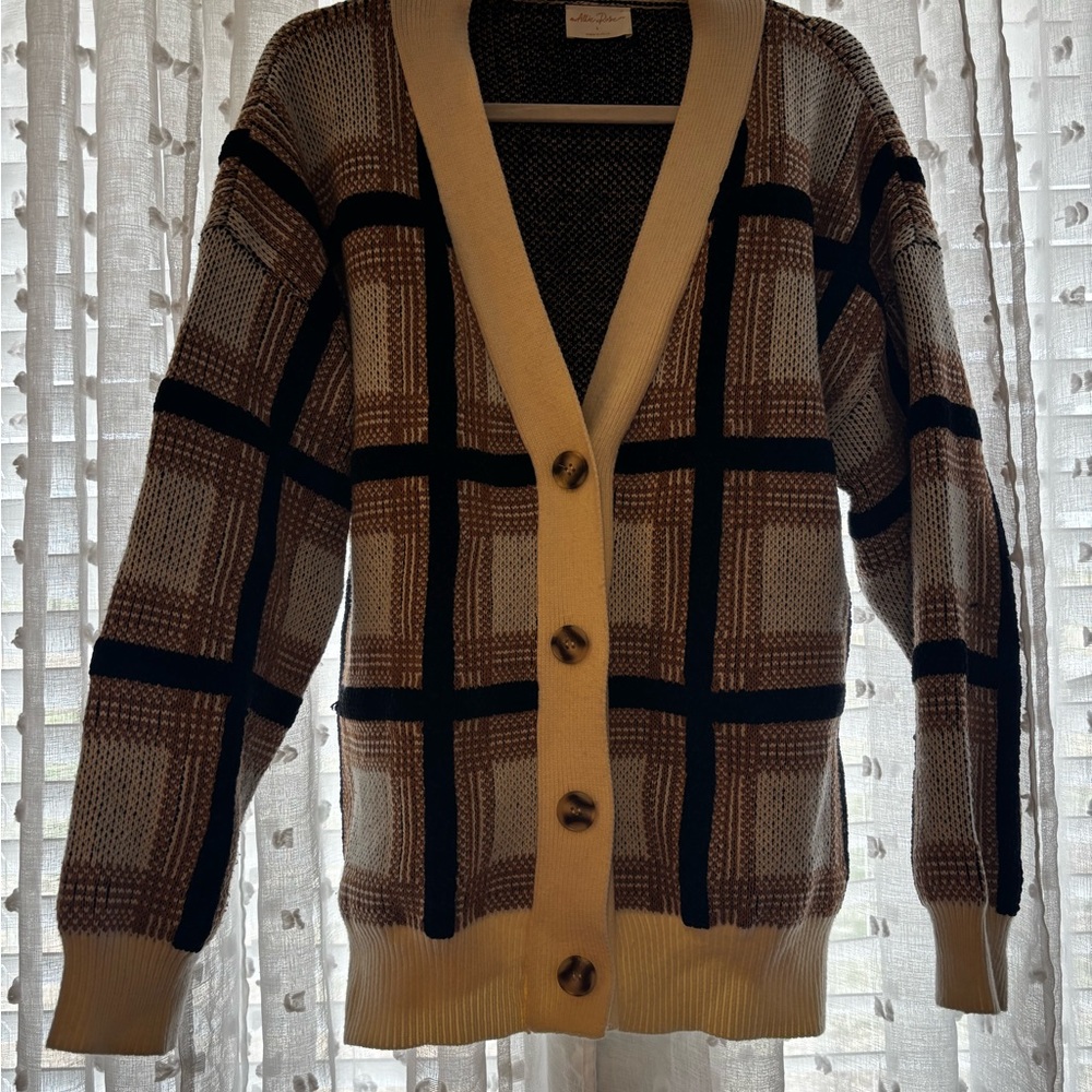 Cozy Plaid Button Cardigan